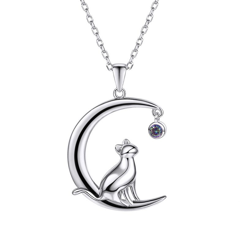 figlia moglie ragazze Visita lo Store di GNOCEGNOCE Charm a forma di gatto sulla luna in argento Sterling per bracciale/collana per donne 