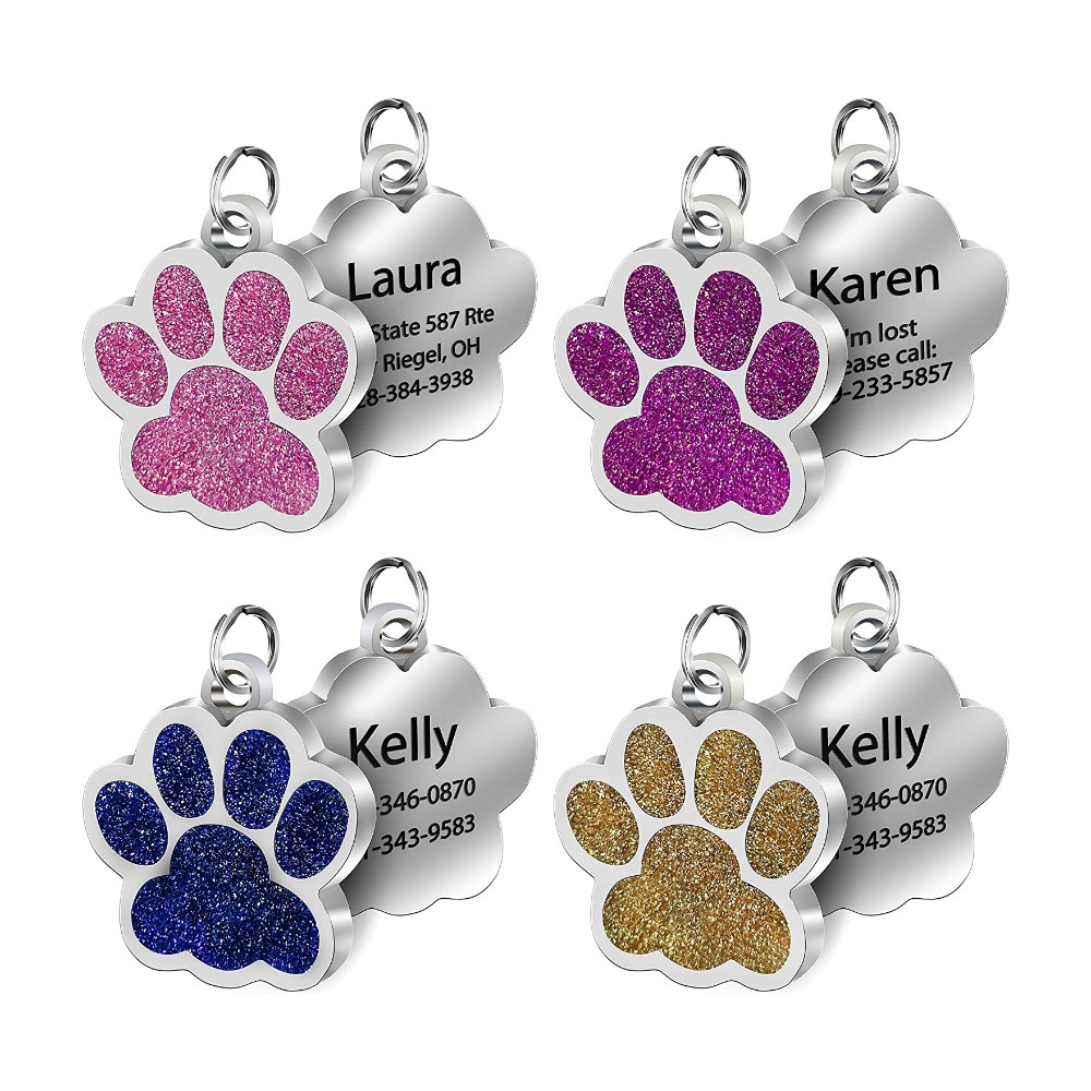 Paw Shaped Personalized Pet ID Tag