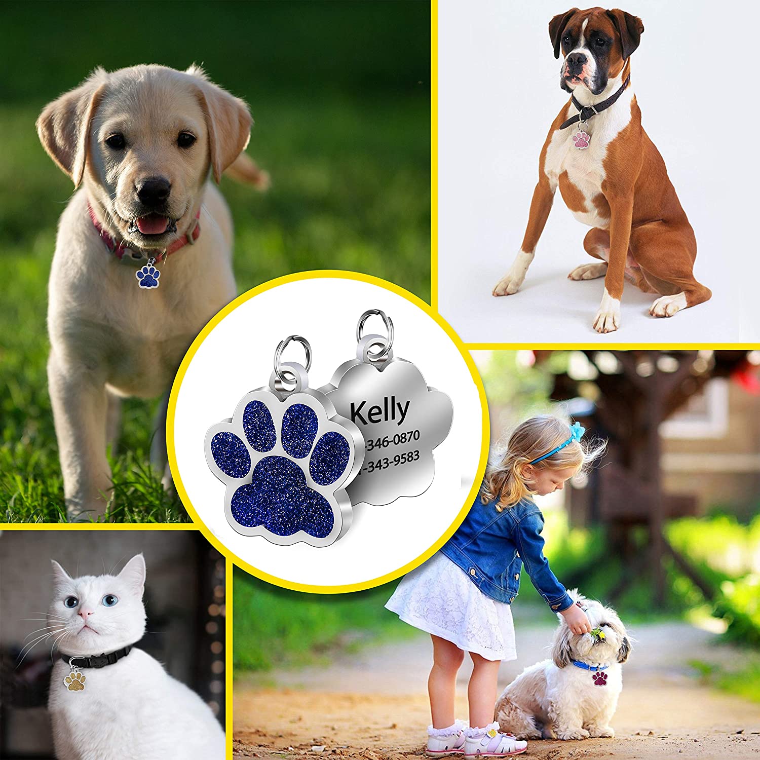 Paw Shaped Personalized Pet ID Tag